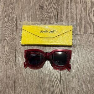 Shady Lady Red Sunglasses with Yellow Case
